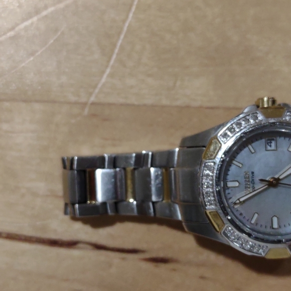 Citizen Eco-Drive silver with gold and rhinestone accents - Picture 7 of 16